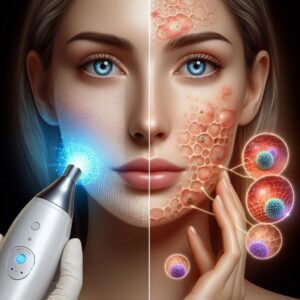 undergoing cosmetic facial shockwave therapy