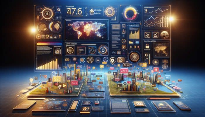 Harnessing Dynamic Content for Tailored SEO A vibrant digital interface featuring personalized offerings such as reviews, location-specific promotions, real-time updates, and adaptive visuals that enhance user interaction and SEO.