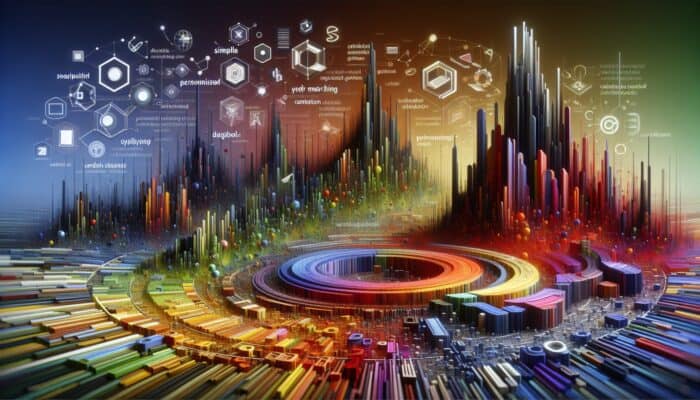A dynamic digital landscape illustrating the evolution of search engine algorithms from keyword matching to personalized context analysis, impacting SEO strategies.