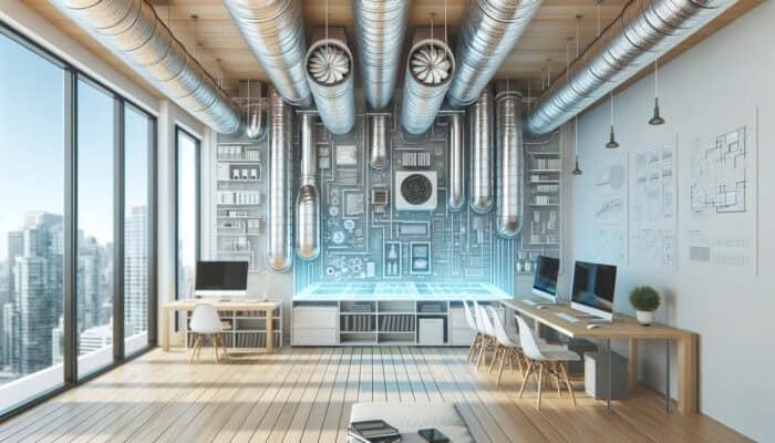 A pristine duct system in a West Vancouver commercial space, showcasing unobstructed airflow through well-maintained vents.