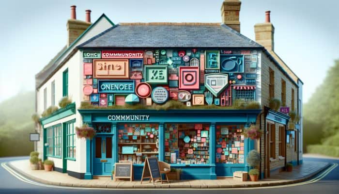 A vibrant storefront in Blandford Forum featuring local keywords and a community map to enhance on-page SEO.