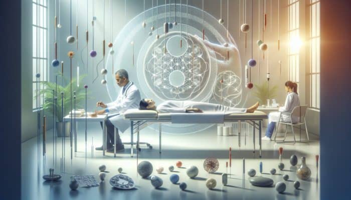 A serene NHS clinic providing integrated acupuncture services alongside fertility treatments, symbolizing a holistic care approach.