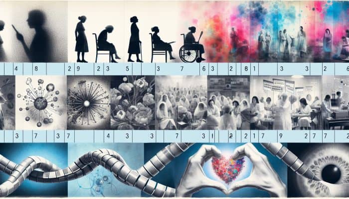 A timeline collage showcasing the evolution of women's health in the UK, emphasizing the transition from neglect to empowerment through the suffragette movement and the establishment of the NHS in 1948.