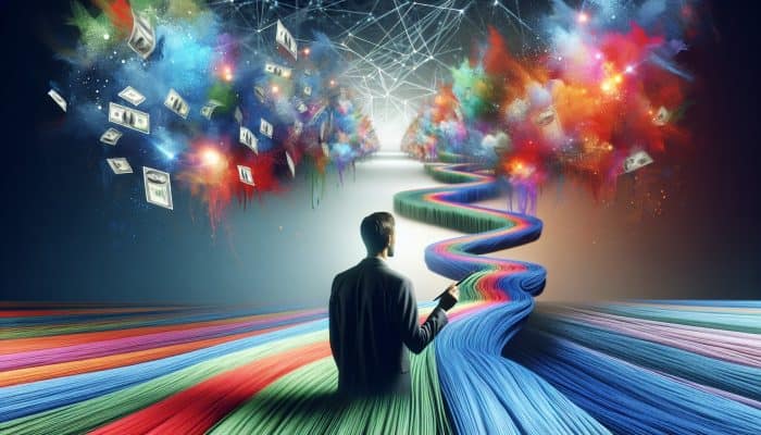 Debt Consolidation Success Stories to Inspire You in the UK | DCL Debt Consolidation Success Stories to Inspire You in the UK: Person feeling relieved as colorful debts merge into a calm river, symbolizing debt consolidation and financial stability.