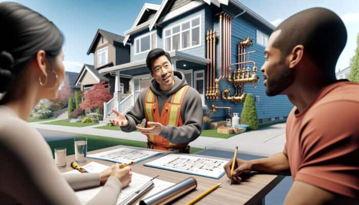 A professional gas line installer evaluating a home's layout in Kitsilano, customizing a safe and compliant natural gas system.
